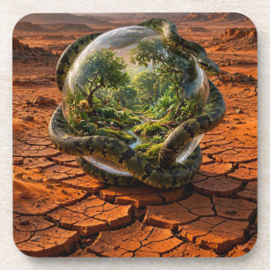 Dessous-de-verre Serpent & l'Orbe d'Eden Paysage Surréaliste de Rêv