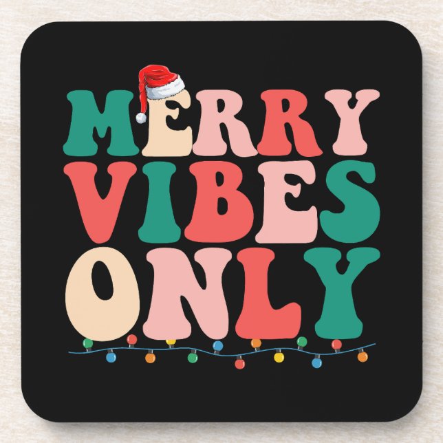 Dessous-de-verre Seulement des vibrations joyeuses Noël Vacances Fa (Devant)