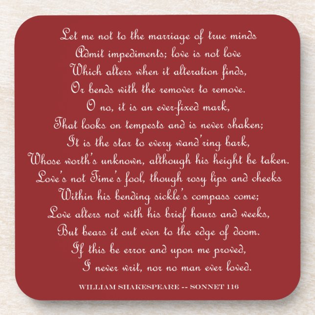 Dessous-de-verre Shakespeare's Sonnet 116 Square Magnet (Devant)