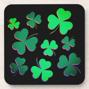 Dessous-de-verre Shamrock Clover Irlande Irish Modern Green & Black