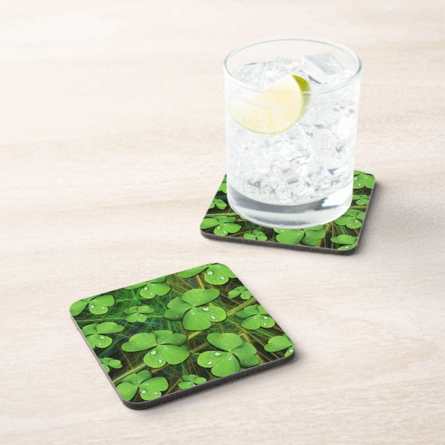 Dessous-de-verre Shamrock vert Clover St Patrick's Day Cork Coaste (Côté Droit)