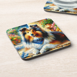Dessous-de-verre Shetland Sheepdog dans une scène de jardin de cott