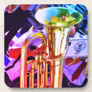 Dessous-de-verre Shiny Tuba Slanted Perspective Brass Band