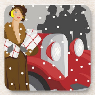 Dessous-de-verre Shopping dans la neige