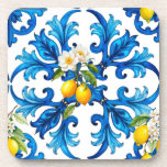 Dessous-de-verre sicilien, été, citron, mosaïque, bleu<br><div class="desc">Été,  dynamique,  Carreaux méditerranéens</div>