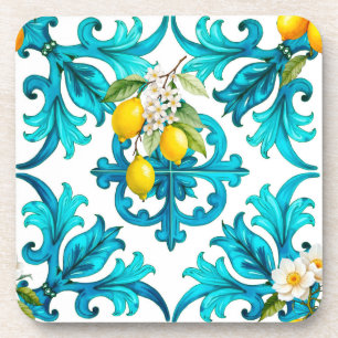 Dessous-de-verre sicilien, été, citron, mosaïque, vert,