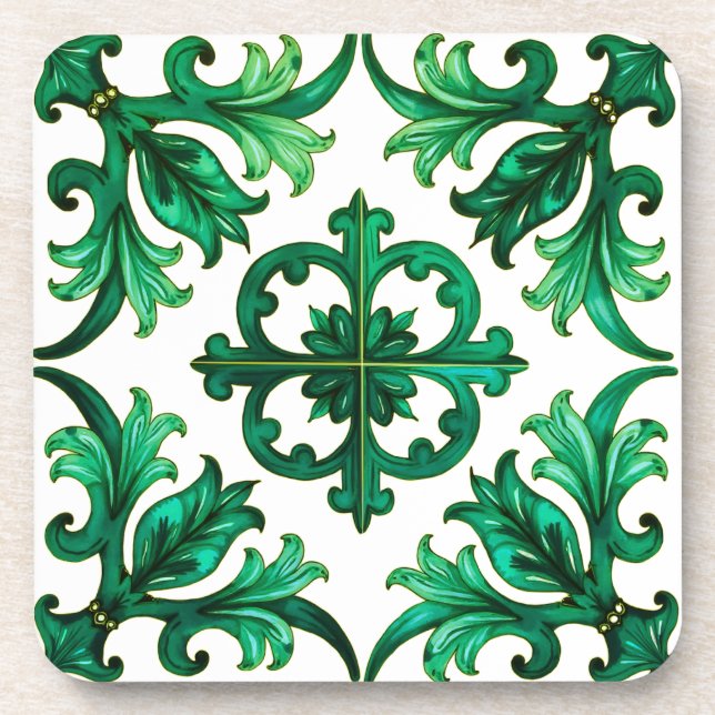 Dessous-de-verre sicilien, été, citron, mosaïque, vert, (Devant)