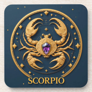 Dessous-de-verre Signe du zodiaque Scorpion doré avec bijou