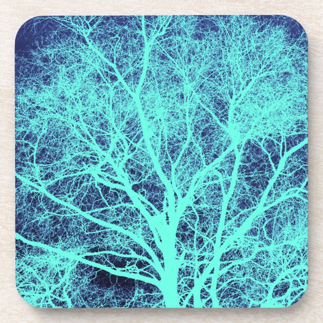 Dessous-de-verre Silhouette d'arbre vert (Devant)