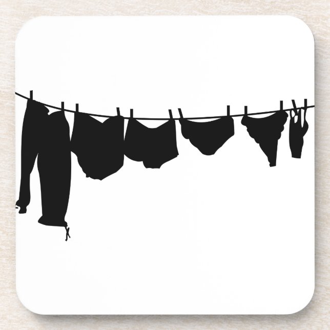 Dessous-de-verre Silhouette de corde à linge (Devant)