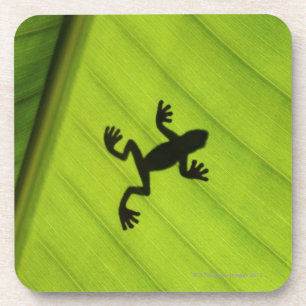 Dessous-de-verre Silhouette de grenouille par la feuille de banane