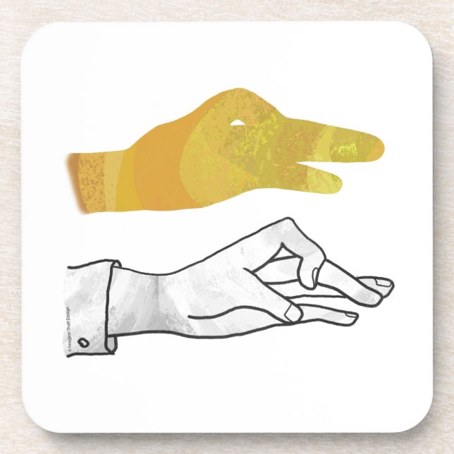 Dessous-de-verre Silhouette de main de canard jaune (Devant)