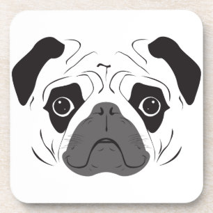 Dessous-de-verre Silhouette de visage de Pug