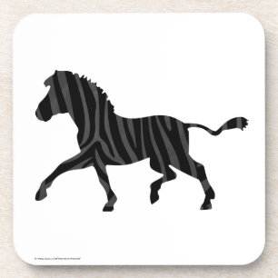 Dessous-de-verre Silhouette d'impression noir et gris Zebra