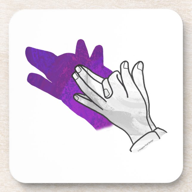 Dessous-de-verre Silhouette main Wolf pourpre (Devant)