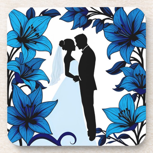 Dessous-de-verre Silhouette romantique d'un couple (Devant)