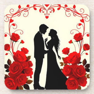 Dessous-de-verre Silhouette romantique d'un couple