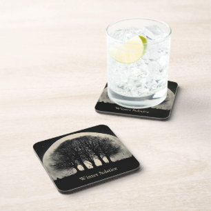 Dessous-de-verre Silhouette saisissant de beaux arbres dénudés