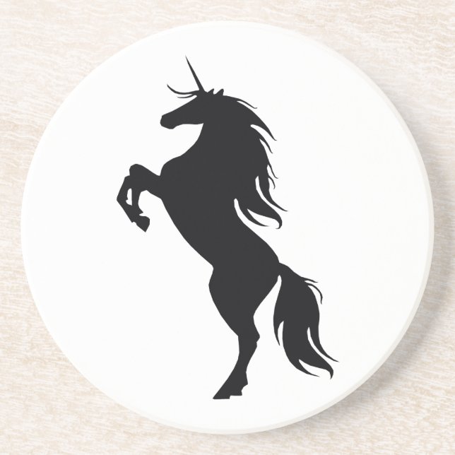 Dessous de verre Silhouette Unicorne Noire (Devant)