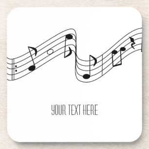 Dessous-de-verre Simple Black White Music Notes Nom personnalisé