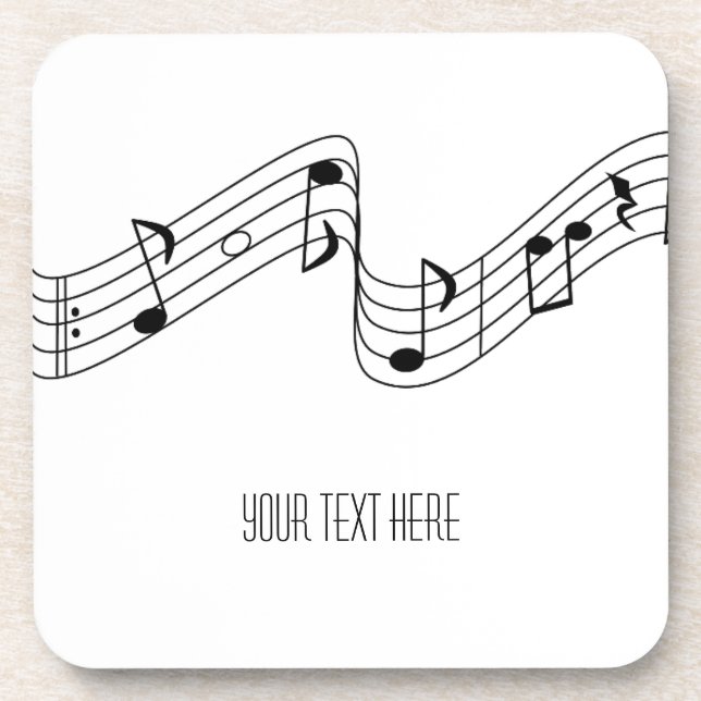 Dessous-de-verre Simple Black White Music Notes Nom personnalisé (Devant)