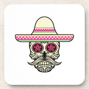 Dessous-de-verre Simple Dia de Muertos Crâne avec Casquette Desso