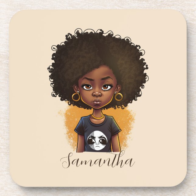 Dessous-de-verre Simple femme afro (Devant)
