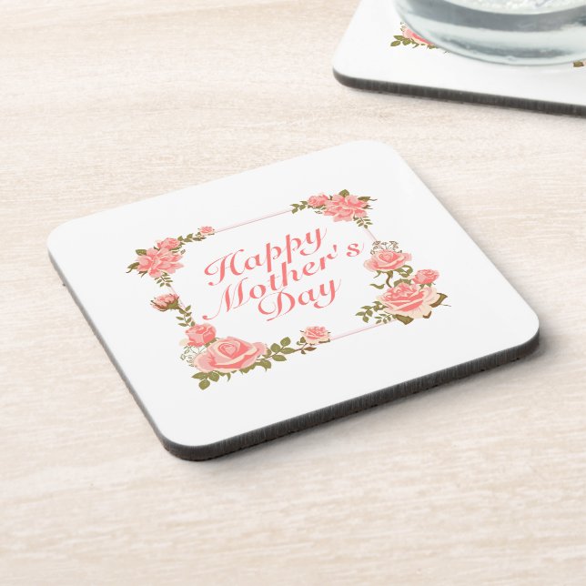 Dessous-de-verre Simple Happy Mother's Day Floral Frame Coaster (Côté gauche)