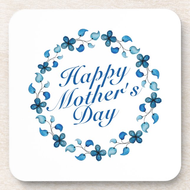Dessous-de-verre Simple Happy Mother's Day Floral Wreath Coaster (Devant)