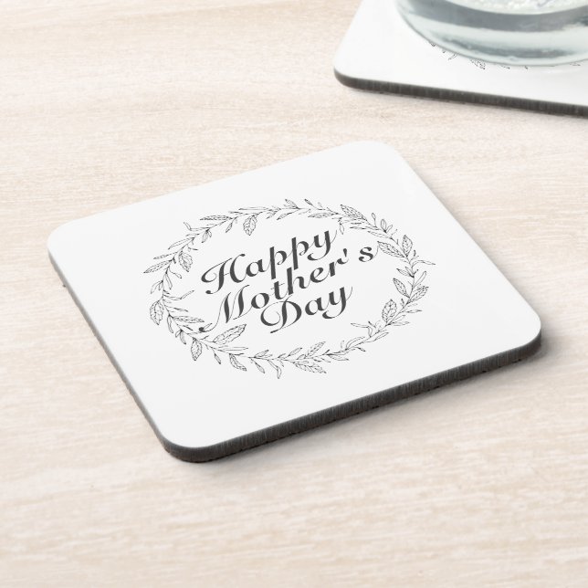 Dessous-de-verre Simple Happy Mother's Day Floral Wreath Coaster (Côté gauche)