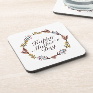 Dessous-de-verre Simple Happy Mother's Day Floral Wreath Coaster