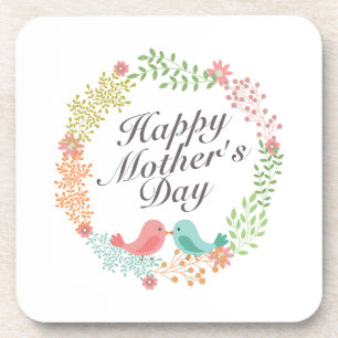 Dessous-de-verre Simple Happy Mother's Day Floral Wreath Coaster