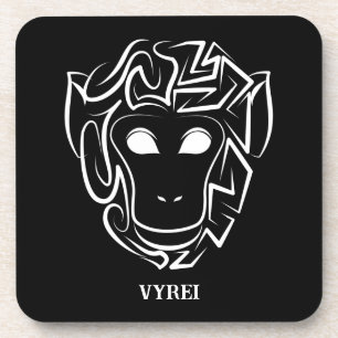 Dessous-de-verre Singe tribal noir et blanc