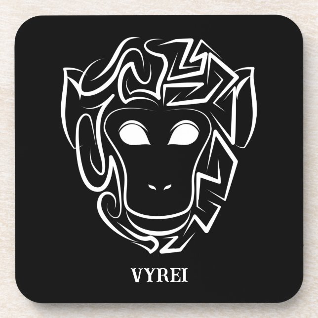 Dessous-de-verre Singe tribal noir et blanc (Devant)