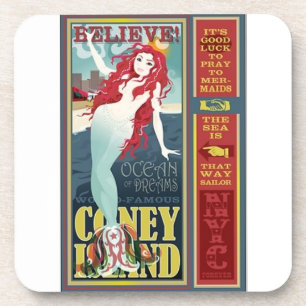 Dessous-de-verre sirène rouge d'île de lapin