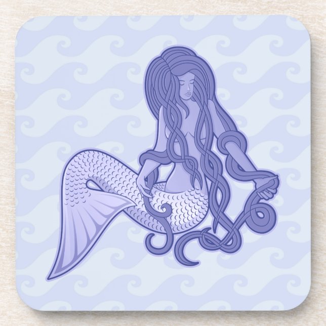 Dessous-de-verre Sitting Mermaid Blue (Devant)