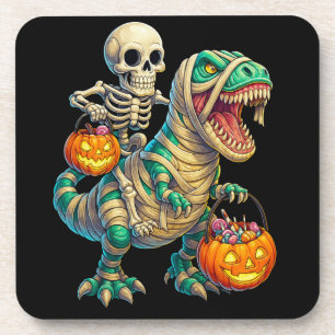 Dessous-de-verre Skeleton Whimsical équitation maman T-Rex Hallowee