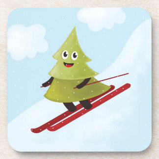 Dessous-de-verre Ski Pine Arbre Cute Sports Neige hiver