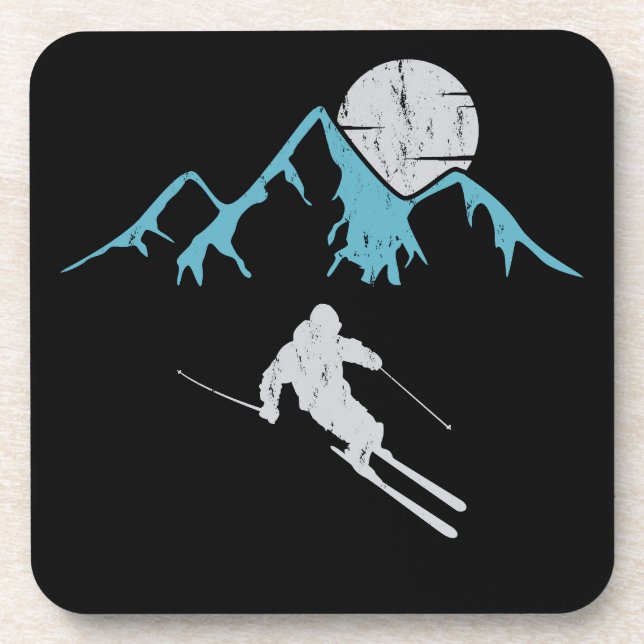 Dessous-de-verre Ski sous la lumière de la lune (Devant)