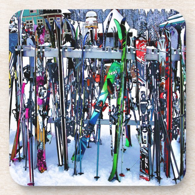 Dessous-de-verre Skis and Poles (Devant)