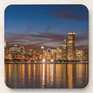 Dessous-de-verre Skyline De Chicago La Nuit