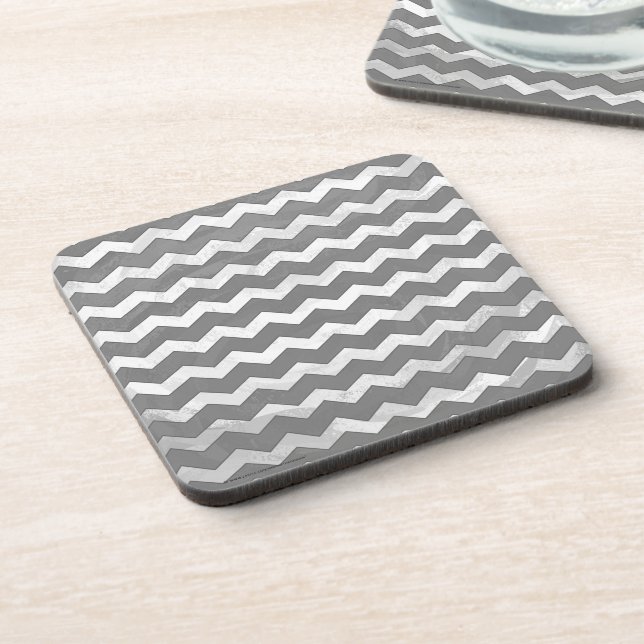 Dessous-de-verre Slate Grey Chevron Motif (Côté gauche)