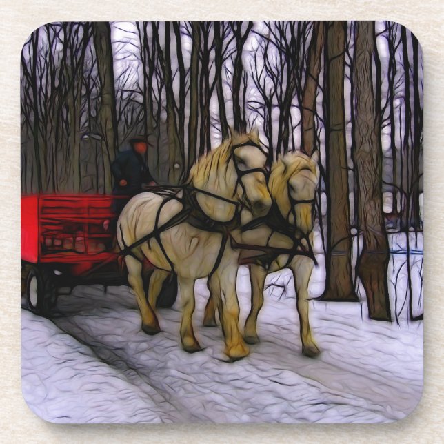 Dessous-de-verre Sleigh Ride dans la collection de neige (Devant)