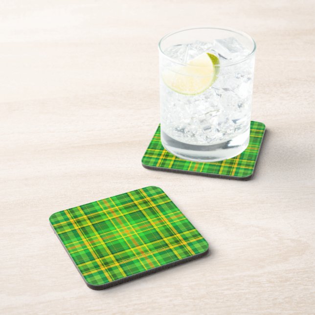 Dessous-de-verre SlipperyJoe's Saint-Patrick vert-jaune plaid (Côté Droit)