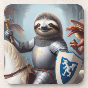 Dessous-de-verre Sloth Knight Fighting Dragons