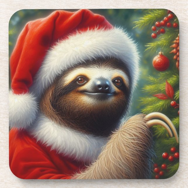 Dessous-de-verre Sloth Santa Claus (Devant)