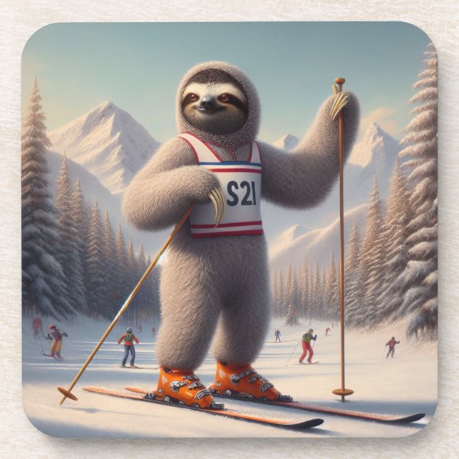 Dessous-de-verre Sloth Skiing (Devant)