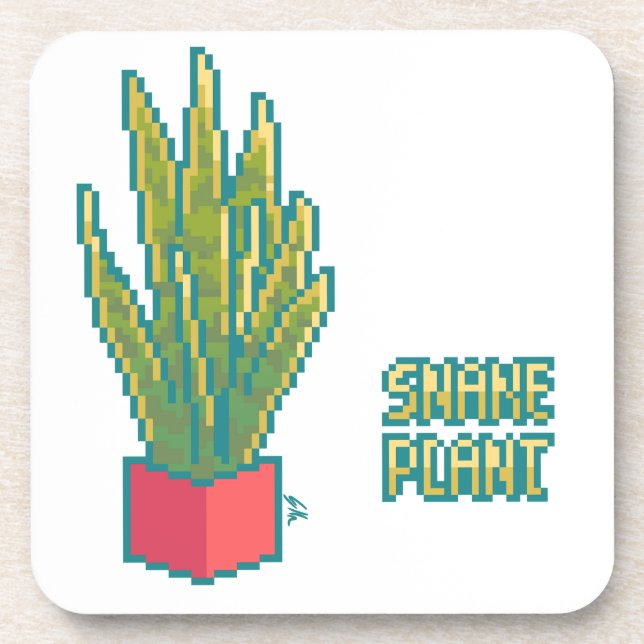 Dessous-de-verre Snake plant Pixelart, Pixel Art (Devant)