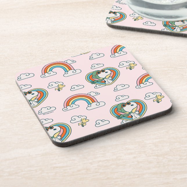 Dessous-de-verre Snoopy & Woodstock Rainbow Heart Motif (Côté gauche)