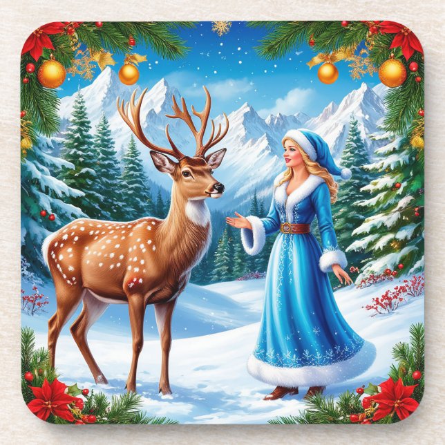 Dessous-de-verre Snow Maiden Enchanter La Scène D'Hiver (Devant)